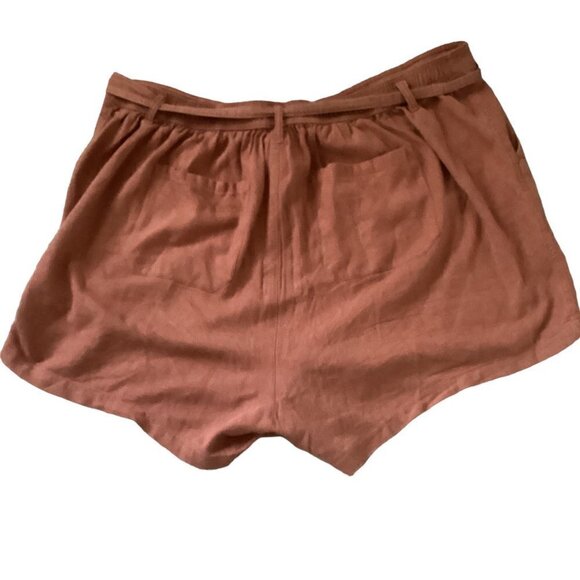 SoundStyle Linen Rayon Shorts Plus Sz 2X Rust Brown 95K - Picture 2 of 5